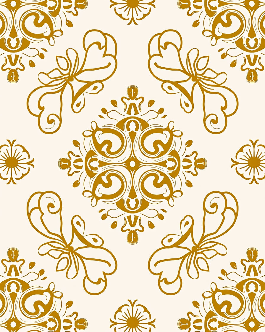 Gold Vintage Floral Medallion Pattern Rug