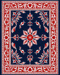 Classic Red White Blue Floral Design Rug