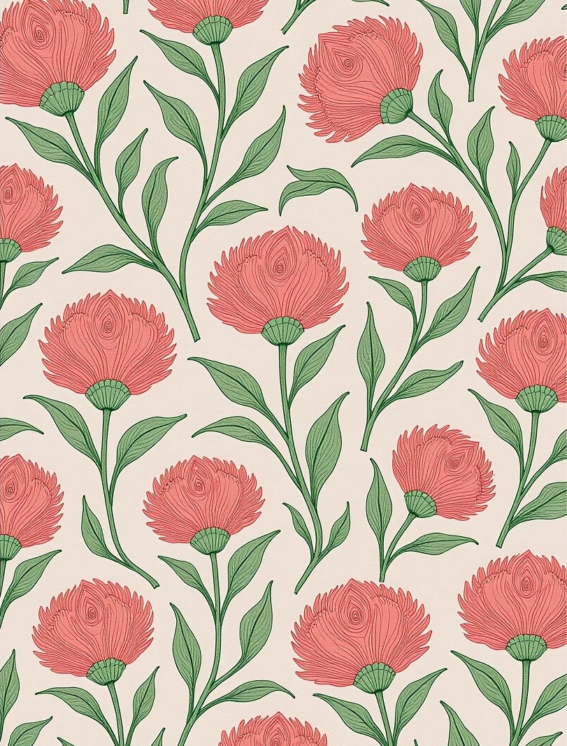 Coral Bloom Vine Garden Rug