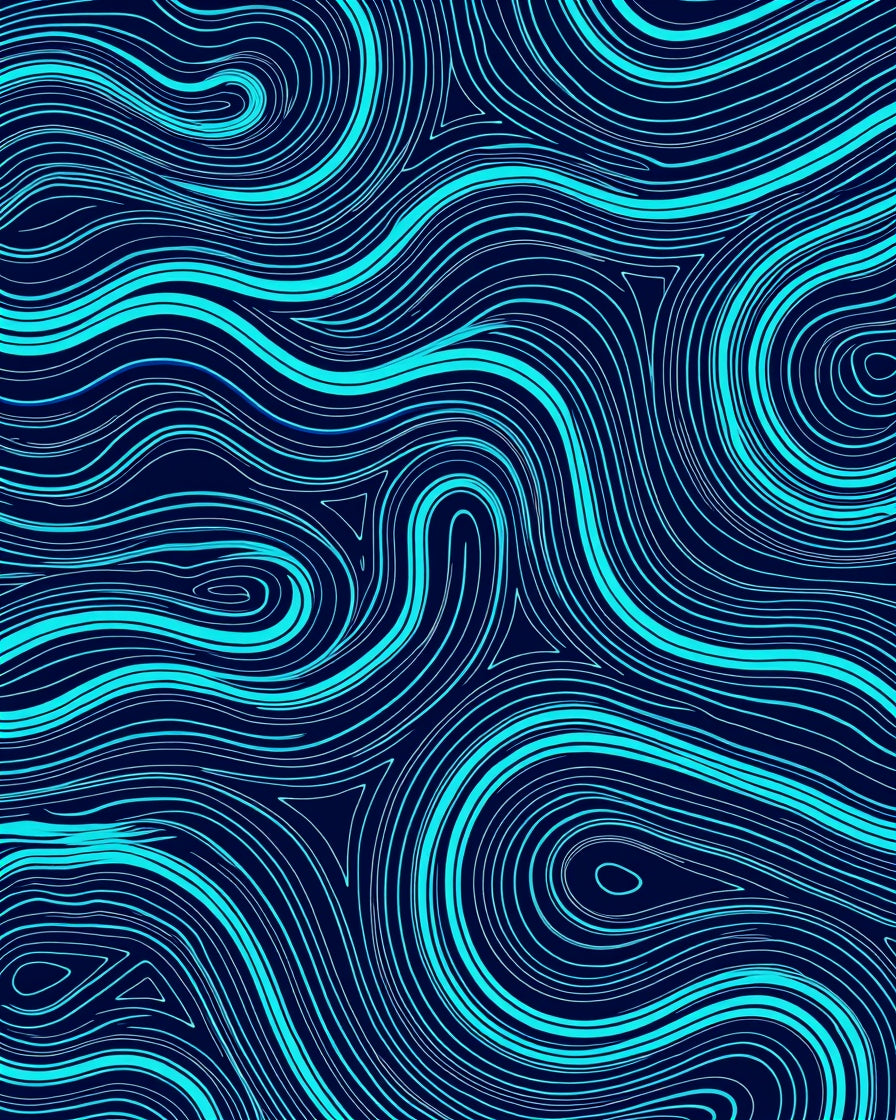Abstract Aqua Wavy Lines Pattern Rug