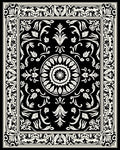 Classic Floral Medallion Black And White Rug