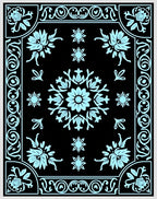 Classic Floral Medallion Light Blue Rug