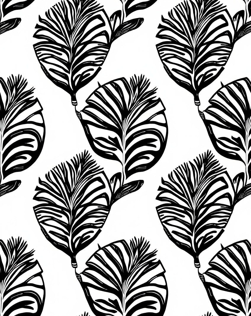 Bold Zebrated Leaf Pattern Rug