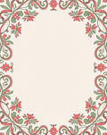 Red Green Floral Vine Border Rug
