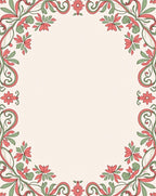 Red Green Floral Vine Border Rug