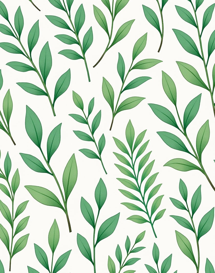 Spring Green Leafy Branch Pattern Rug