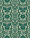 Emerald Green Damask Pattern Rug