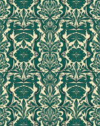 Emerald Green Damask Pattern Rug