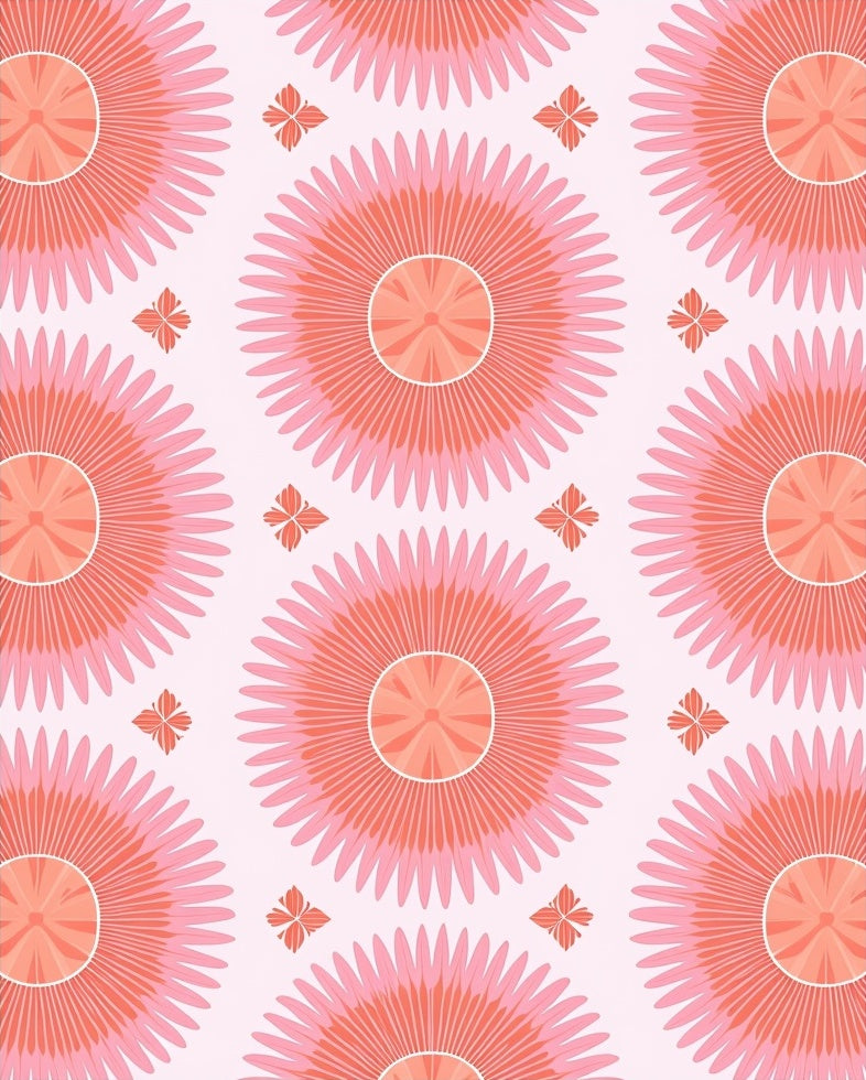 Retro Sunburst Floral Pattern Rug