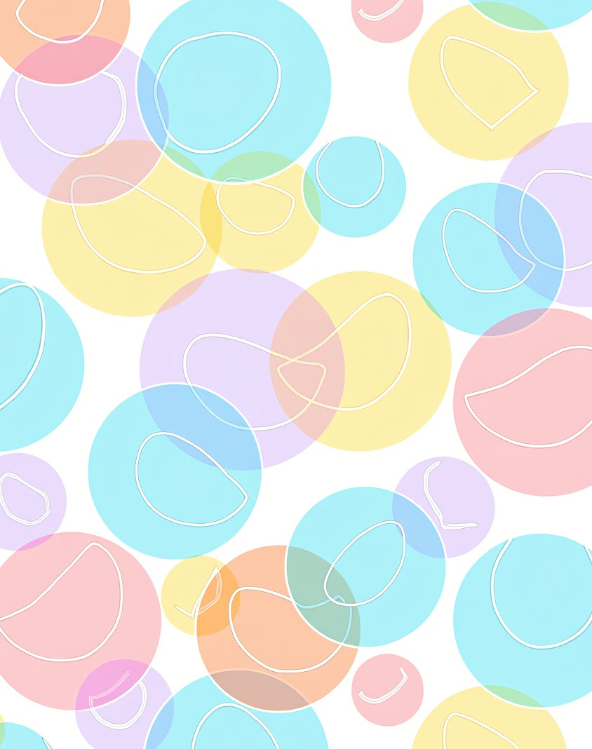 Pastel Circles With White Outline Pattern Rug