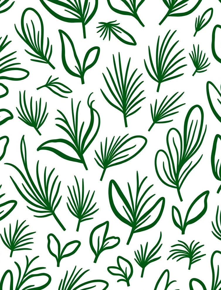 Deep Green Botanical Leaf Collection Rug