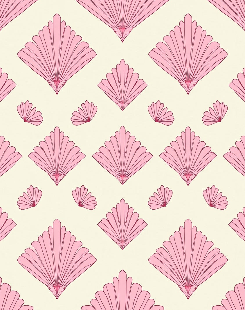 Pink Art Deco Fan Pattern Rug