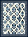 Classic Blue Ivory Damask Design Rug