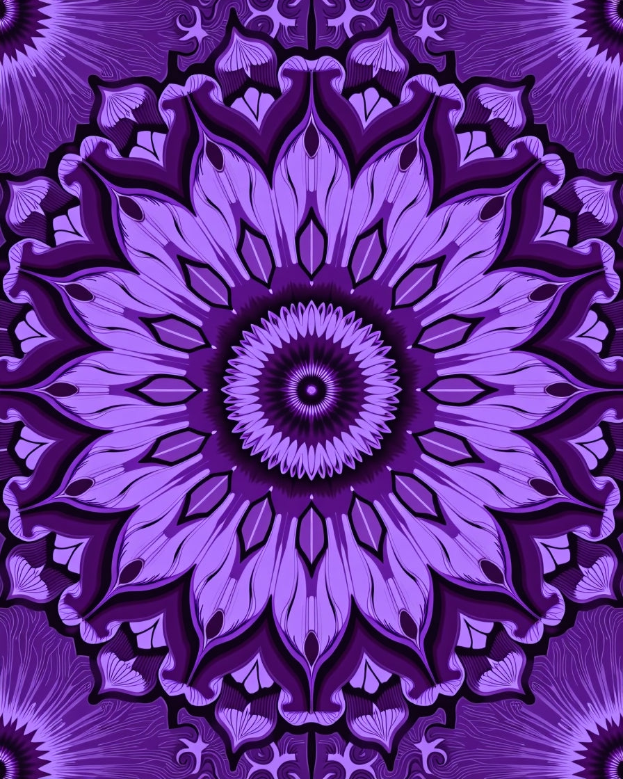Purple Floral Mandala Pattern Rug