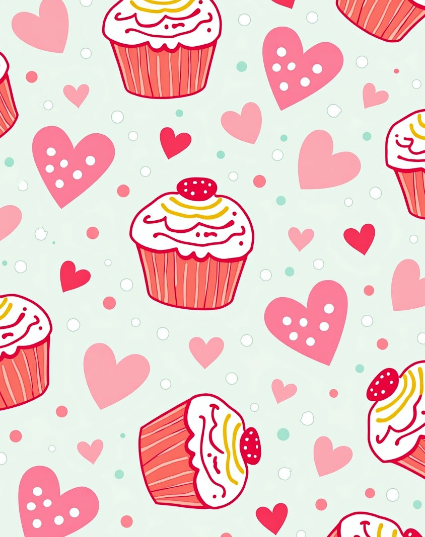 Sweet Hearts And Cupcakes Pattern Rug