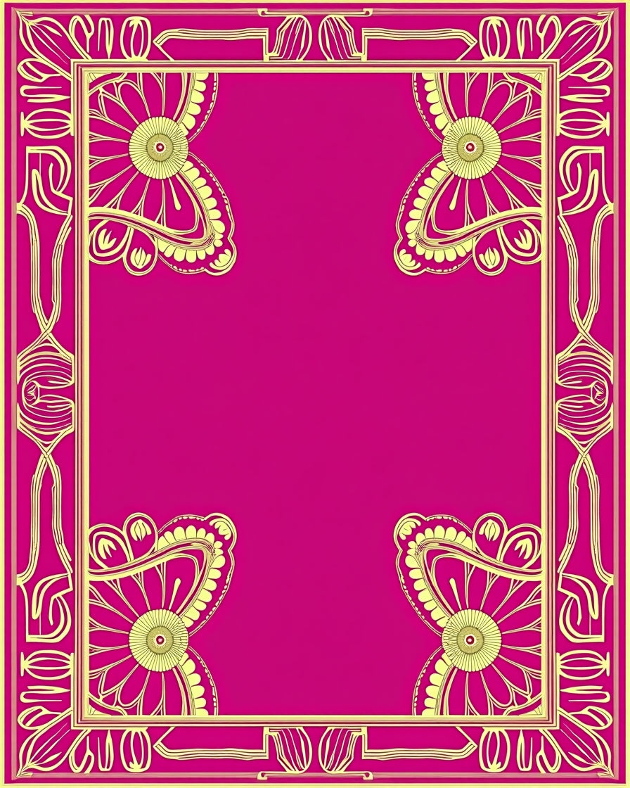 Victorian Floral Design Border Rug