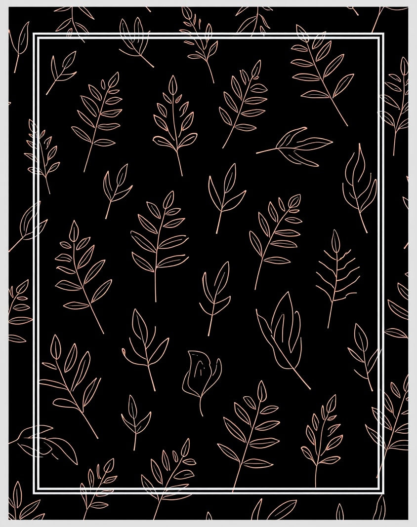 Botanical Sketch Outline On Black Rug