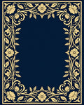 Golden Floral Border With Deep Blue Rug