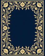 Golden Floral Border With Deep Blue Rug