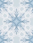 Delicate Blue Snowflake Mandala Pattern Rug