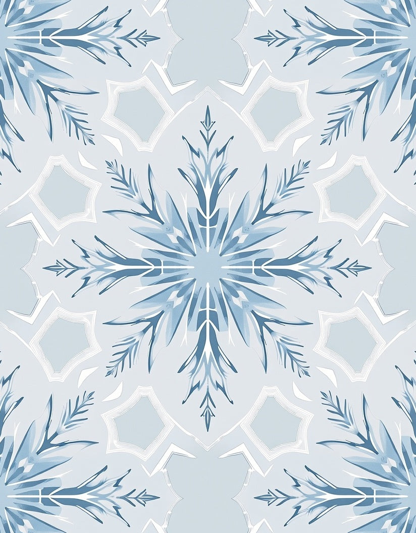 Delicate Blue Snowflake Mandala Pattern Rug