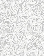 Abstract Grey Contour Organic Pattern Rug