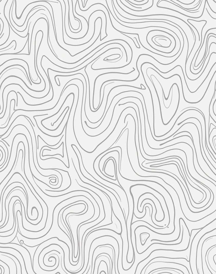Abstract Grey Contour Organic Pattern Rug