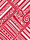 Red White Bold Swirl Stripe Rug