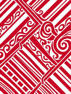 Red White Bold Swirl Stripe Rug