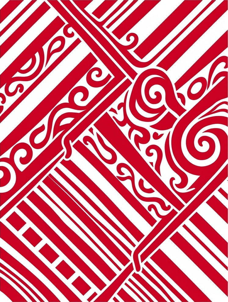Red White Bold Swirl Stripe Rug