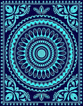 Deep Blue Teal Mandala Pattern Rug