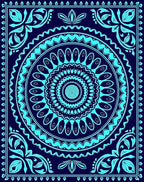 Deep Blue Teal Mandala Pattern Rug