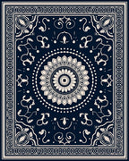 Ornate Floral Medallion Mandala Design Rug