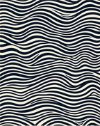 Black Cream Wavy Lines Pattern Rug
