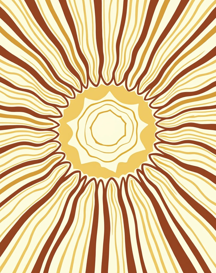 Radiating Sunburst Stripes Geometric Design Rug