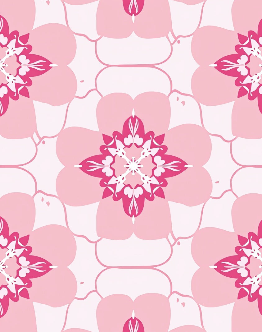 Pink Floral Mandala Pattern Rug