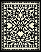 Intricate Geometric Black White Pattern Rug