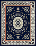 Navy Floral Medallion Baroque Rug