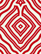 Red White Diamond Wave Pattern Rug