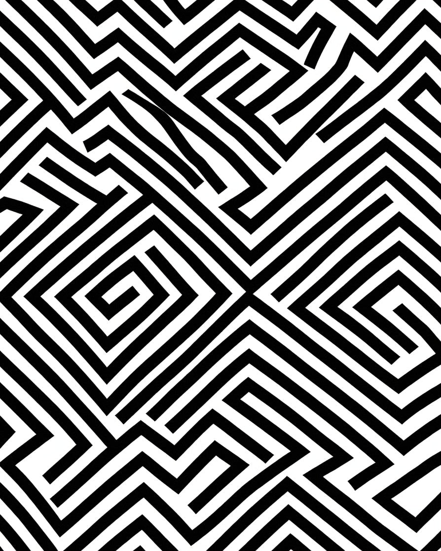Abstract Black White Geometric Pattern Design Rug