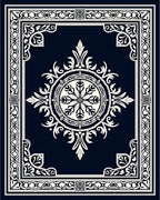 Classic Black White Medallion Ornament Rug