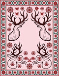 Crimson Deer Snowflakes Border Rug
