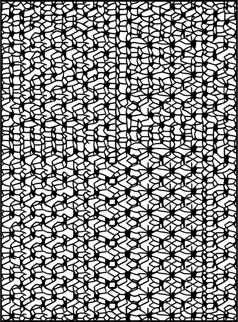 Abstract Black White Interlocking Pattern Rug