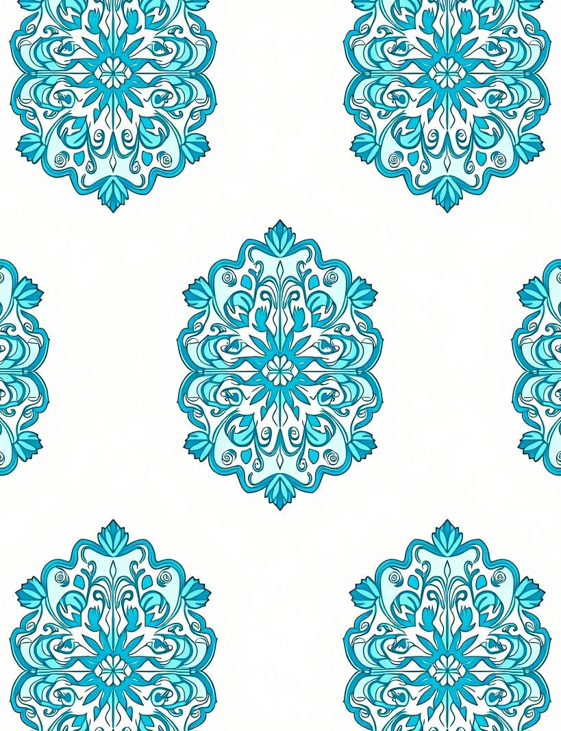 Mandala Style Aqua Pattern Rug