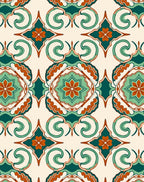 Floral Medallion Scrollwork Pattern Rug