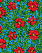 Red Floral Vivid Blue Pattern Rug