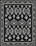 Abstract Black White Repeating Motif Rug