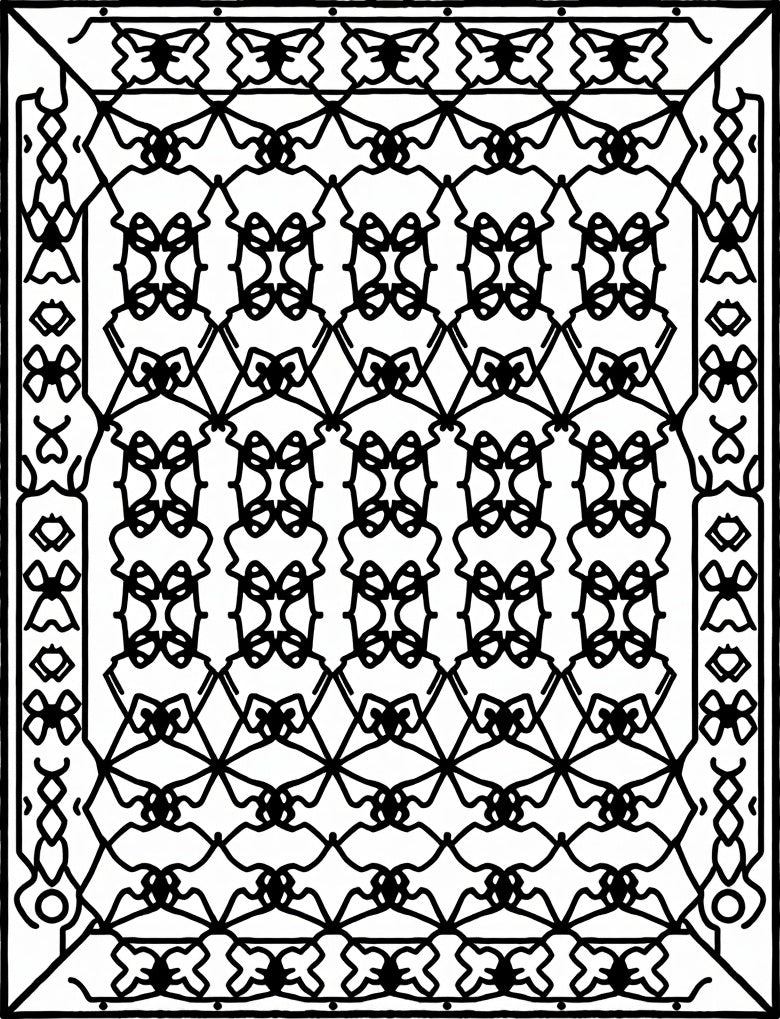 Intricate Black Diamond Lattice Rug