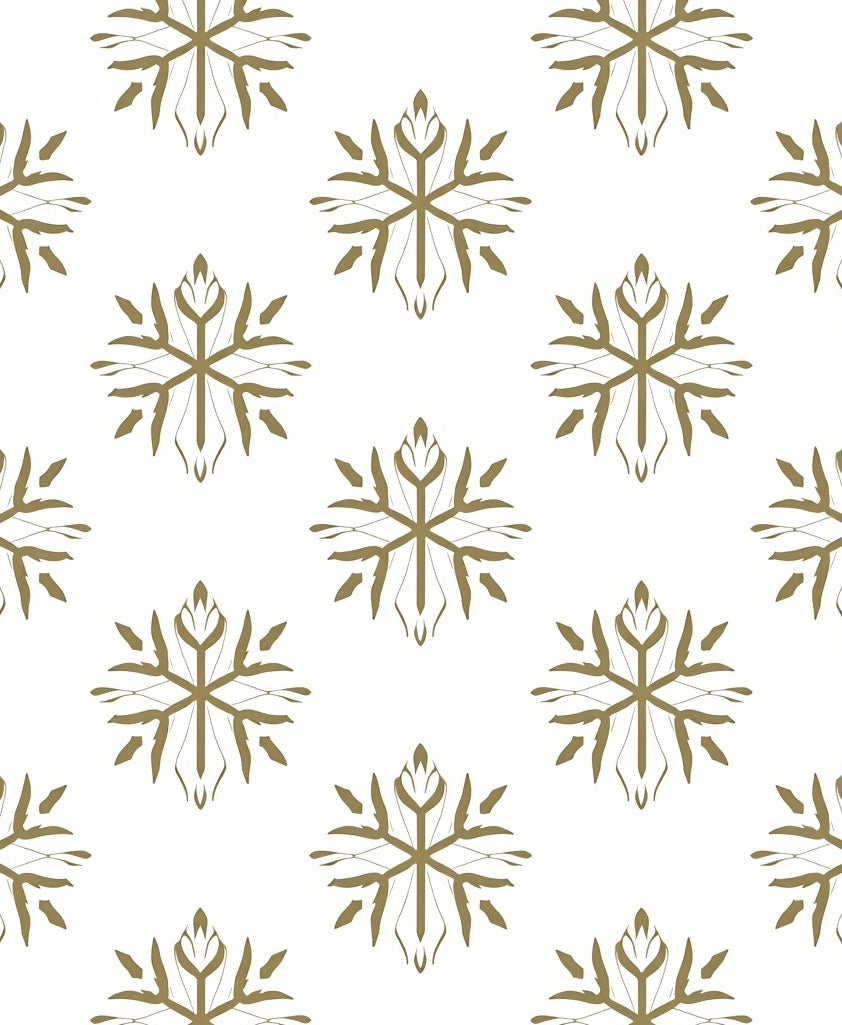 Gold Snowflake Patterned Elegant Design Rug