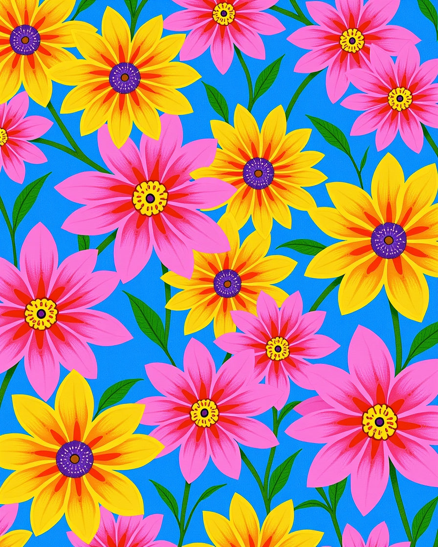 Vibrant Floral Bloom Pattern Rug